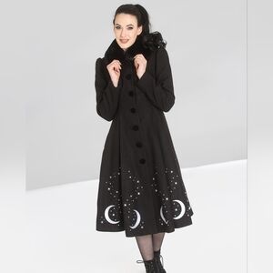 Hell Bunny Interstellar Coat Black And White Moon And Star Design